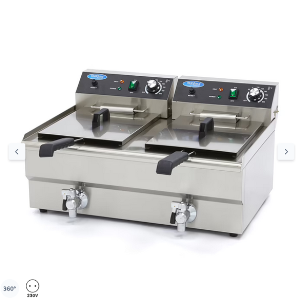  Φριτέζα 2 x 16L με βρύση αποστράγγισης - Διπλό καλάθι